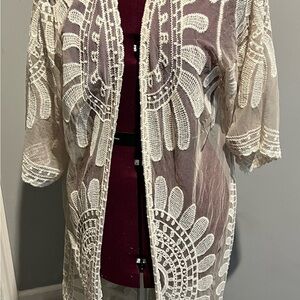 Rebellion Gold and Off White Lace Duster Small Length 44in